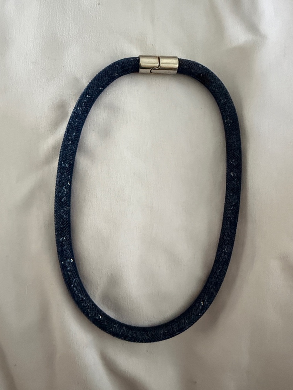 Swarovski Deep Navy Tubular Necklace with Silver Clasp